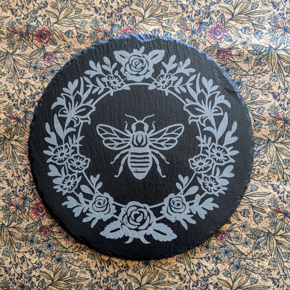 Honey Bee Laser Etched Slate Table Mat - Cheese Board